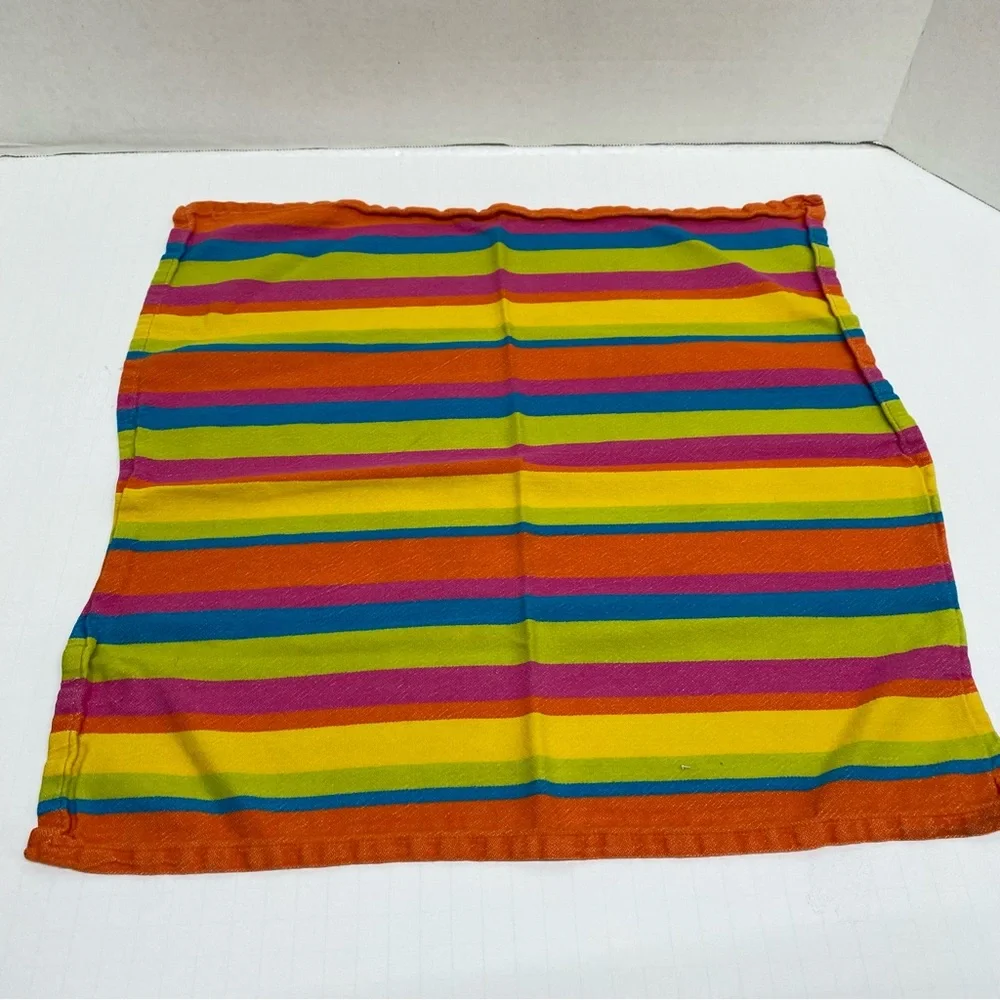 Colorful Striped Cotton Dinner Napkins Set Of 7 Hippie Happy Colors Boho Festive